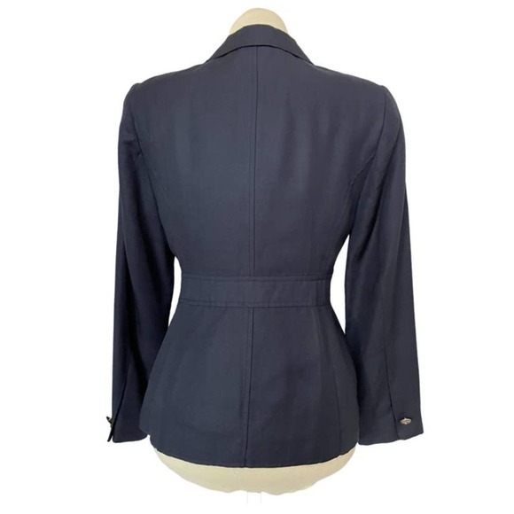 Hw New York Tailored Navy Blazer Size 4 Petite - Picture 2 of 8